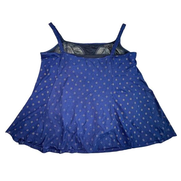 Vintage Robby Len Swim Suit Dress Womens Plus 30W Blue Gold Metal Decoration - Picture 2 of 10